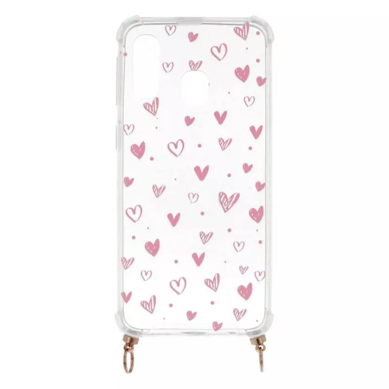 Funda Silicona Colgante Corazones para Samsung Galaxy A40