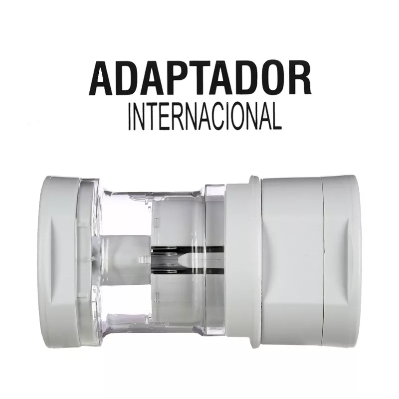 Adaptador internacional con clavijas ajustables Blanco