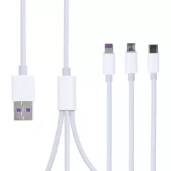 Cable 3 en 1 Micro USB, USB tipo C, Lightning a USB
