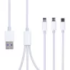 Cable 3 en 1 Micro USB, USB tipo C, Lightning a USB