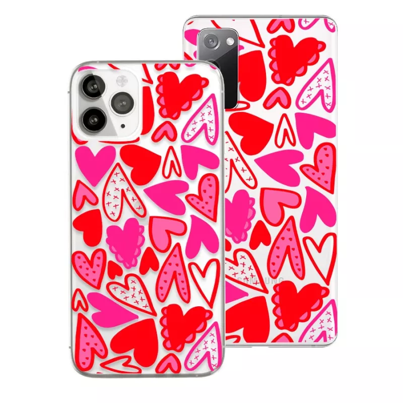 Funda Dibujo - Corazones Rosas