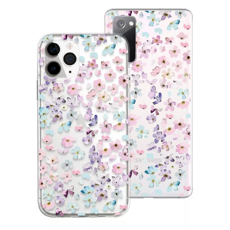 Funda dibujo - Flores azules y lila