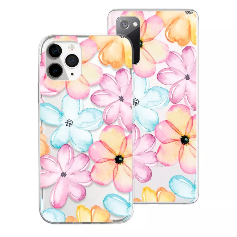 Funda dibujo - Flores acuarela multicolor